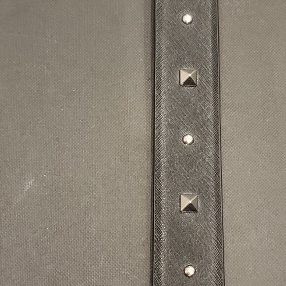 Michael Kors Studded Silver MK Logo Buckle Leather Belt